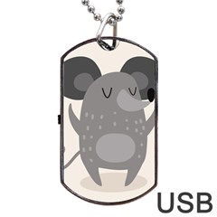 Tooth Bigstock Cute Cartoon Mouse Grey Animals Pest Dog Tag Usb Flash (one Side) by Mariart