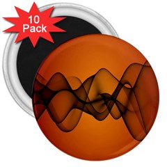 Transparent Waves Wave Orange 3  Magnets (10 Pack)  by Mariart