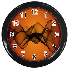 Transparent Waves Wave Orange Wall Clocks (black) by Mariart