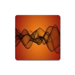 Transparent Waves Wave Orange Square Magnet