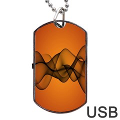 Transparent Waves Wave Orange Dog Tag Usb Flash (one Side) by Mariart