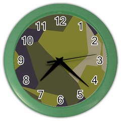 Unifom Camuflage Green Frey Purple Falg Color Wall Clocks by Mariart