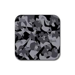 Urban Initial Camouflage Grey Black Rubber Coaster (square)  by Mariart