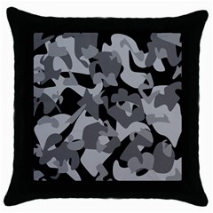 Urban Initial Camouflage Grey Black Throw Pillow Case (black) by Mariart