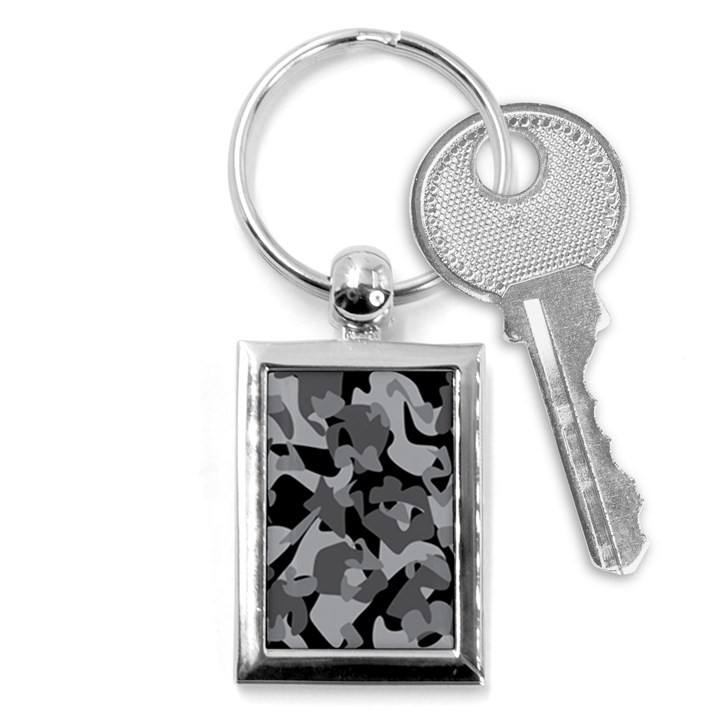 Urban Initial Camouflage Grey Black Key Chains (Rectangle) 