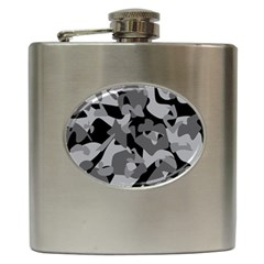 Urban Initial Camouflage Grey Black Hip Flask (6 Oz) by Mariart