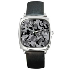 Urban Initial Camouflage Grey Black Square Metal Watch by Mariart