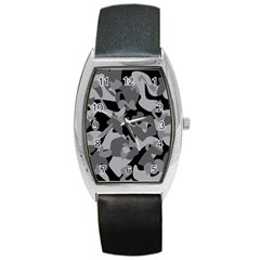 Urban Initial Camouflage Grey Black Barrel Style Metal Watch by Mariart