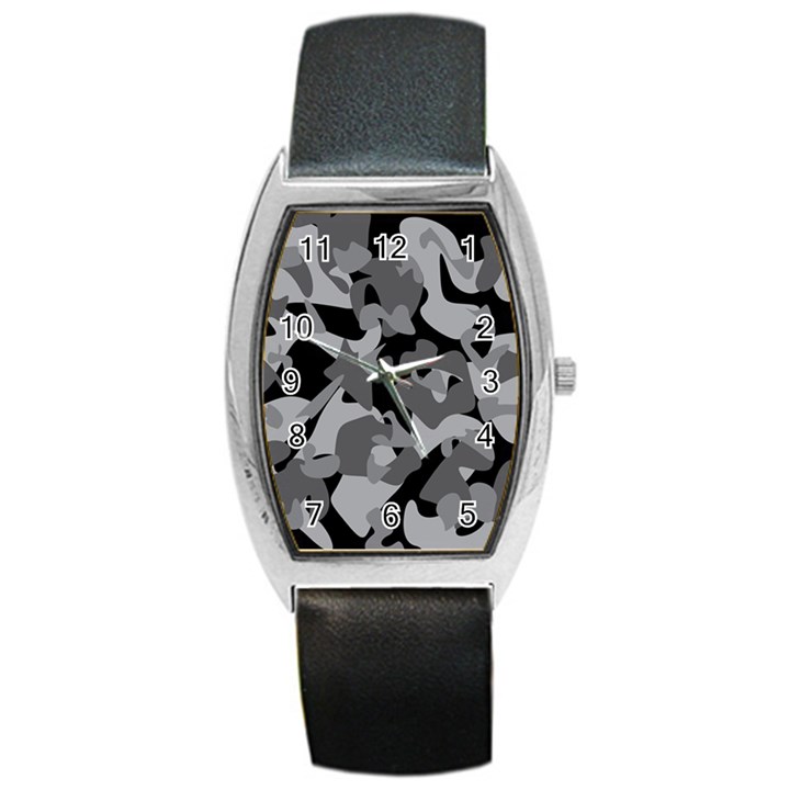 Urban Initial Camouflage Grey Black Barrel Style Metal Watch