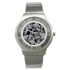 Urban Initial Camouflage Grey Black Stainless Steel Watch by Mariart