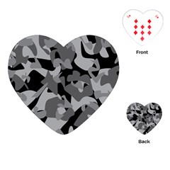 Urban Initial Camouflage Grey Black Playing Cards (heart)  by Mariart