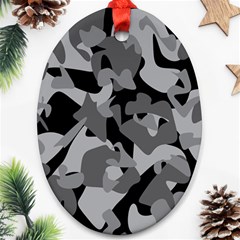 Urban Initial Camouflage Grey Black Oval Ornament (two Sides) by Mariart