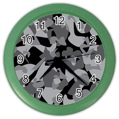 Urban Initial Camouflage Grey Black Color Wall Clocks by Mariart