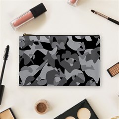 Urban Initial Camouflage Grey Black Cosmetic Bag (medium)  by Mariart