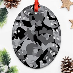 Urban Initial Camouflage Grey Black Oval Filigree Ornament (two Sides) by Mariart