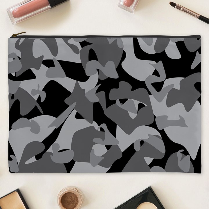 Urban Initial Camouflage Grey Black Cosmetic Bag (XXXL) 