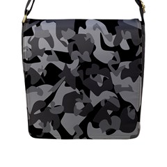 Urban Initial Camouflage Grey Black Flap Messenger Bag (l)  by Mariart