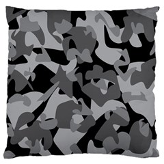 Urban Initial Camouflage Grey Black Large Flano Cushion Case (one Side) by Mariart