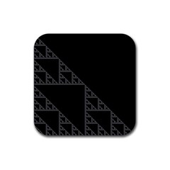 Triangle Black White Chevron Rubber Coaster (Square) 