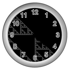 Triangle Black White Chevron Wall Clocks (Silver) 