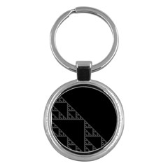 Triangle Black White Chevron Key Chains (Round) 