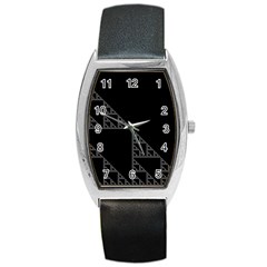 Triangle Black White Chevron Barrel Style Metal Watch