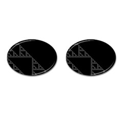 Triangle Black White Chevron Cufflinks (Oval)