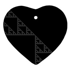 Triangle Black White Chevron Heart Ornament (Two Sides)