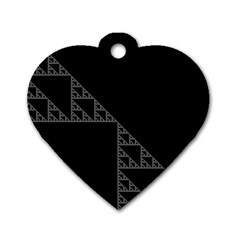 Triangle Black White Chevron Dog Tag Heart (One Side)