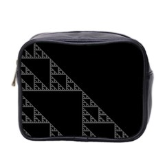 Triangle Black White Chevron Mini Toiletries Bag 2-Side