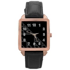 Triangle Black White Chevron Rose Gold Leather Watch 