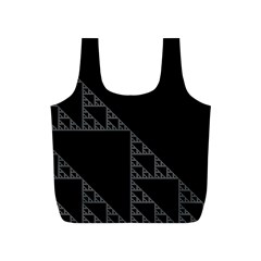 Triangle Black White Chevron Full Print Recycle Bags (S) 