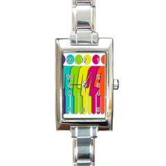 Trans Gender Purple Green Blue Yellow Red Orange Color Rainbow Sign Rectangle Italian Charm Watch