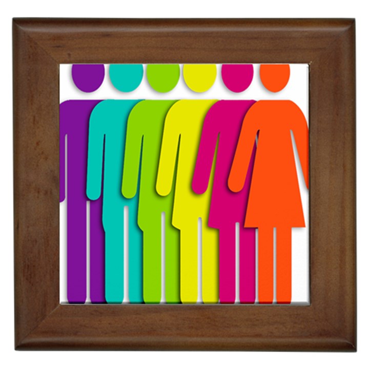 Trans Gender Purple Green Blue Yellow Red Orange Color Rainbow Sign Framed Tiles