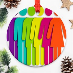 Trans Gender Purple Green Blue Yellow Red Orange Color Rainbow Sign Ornament (round) by Mariart