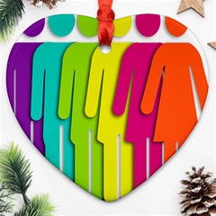 Trans Gender Purple Green Blue Yellow Red Orange Color Rainbow Sign Ornament (heart)