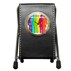 Trans Gender Purple Green Blue Yellow Red Orange Color Rainbow Sign Pen Holder Desk Clocks by Mariart