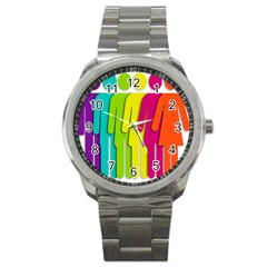 Trans Gender Purple Green Blue Yellow Red Orange Color Rainbow Sign Sport Metal Watch by Mariart