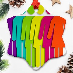 Trans Gender Purple Green Blue Yellow Red Orange Color Rainbow Sign Ornament (snowflake) by Mariart