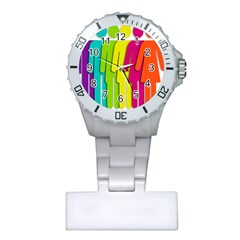 Trans Gender Purple Green Blue Yellow Red Orange Color Rainbow Sign Plastic Nurses Watch by Mariart