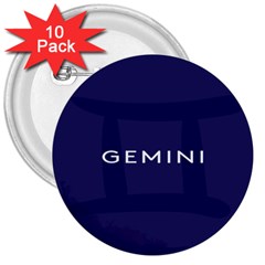 Zodiac Gemini 3  Buttons (10 Pack)  by Mariart