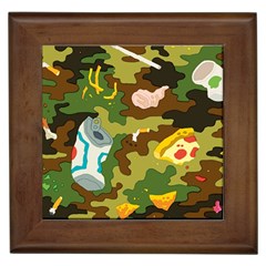 Urban Camo Green Brown Grey Pizza Strom Framed Tiles by Mariart