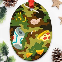 Urban Camo Green Brown Grey Pizza Strom Ornament (oval) by Mariart