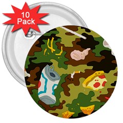 Urban Camo Green Brown Grey Pizza Strom 3  Buttons (10 Pack)  by Mariart