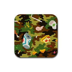 Urban Camo Green Brown Grey Pizza Strom Rubber Coaster (square) 