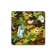 Urban Camo Green Brown Grey Pizza Strom Square Magnet by Mariart