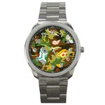 Urban Camo Green Brown Grey Pizza Strom Sport Metal Watch Front