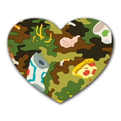 Urban Camo Green Brown Grey Pizza Strom Heart Mousepads by Mariart