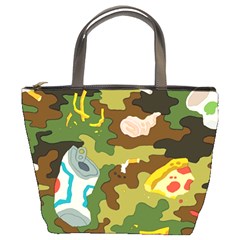 Urban Camo Green Brown Grey Pizza Strom Bucket Bags by Mariart