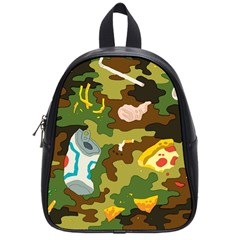 Urban Camo Green Brown Grey Pizza Strom School Bags (small)  by Mariart